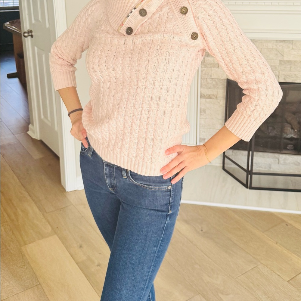 Burberry Women's Pink Cable Knit Sweater size Small